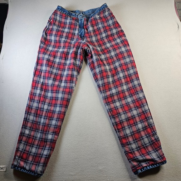 J.Crew Denim Jeans Men's Size 33x32 Blue Straight Fit Plaid Lined Cotton - Picture 12 of 16